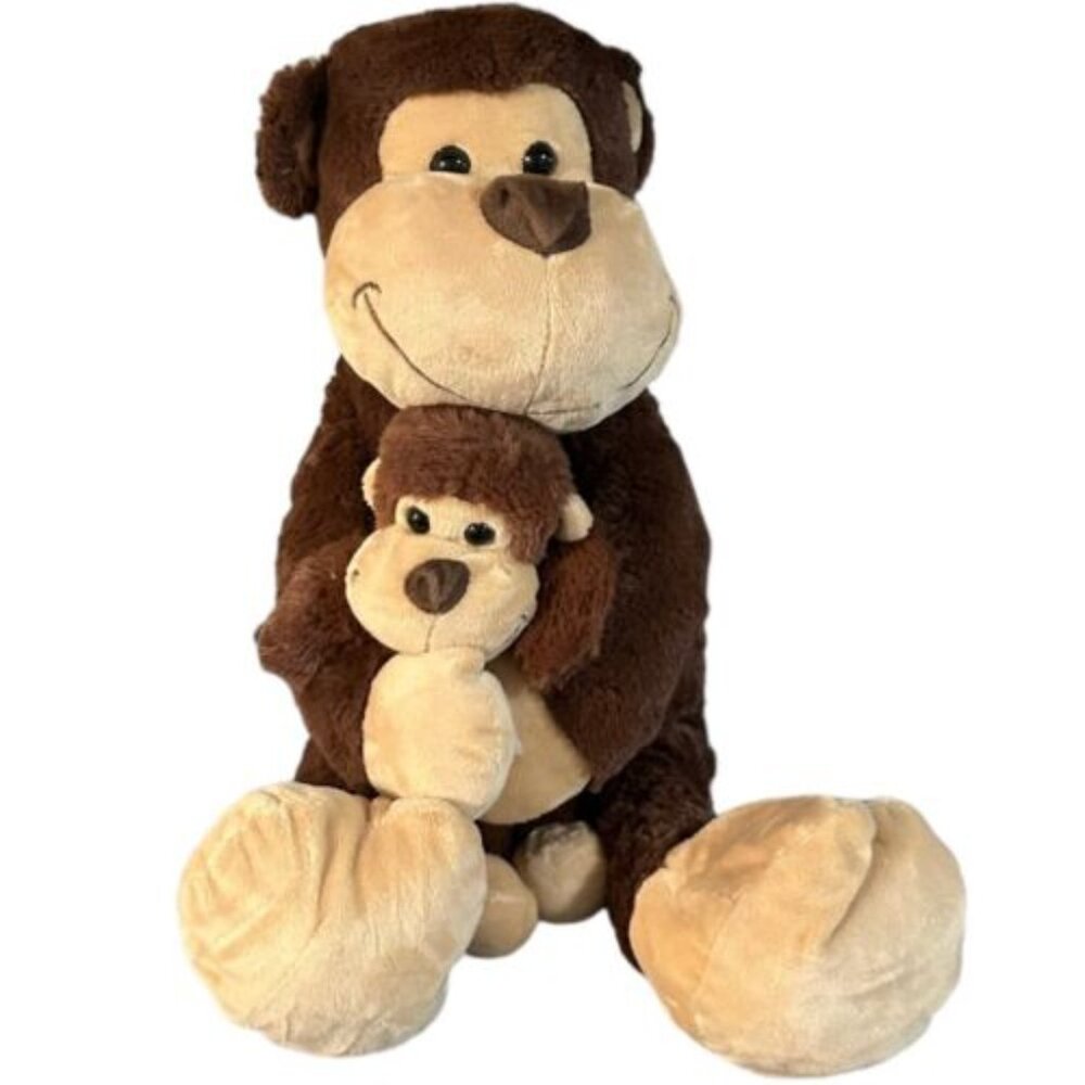 Kelly Toy Huggable Mommy & Baby monkey 24” Stuffed Plush animals nice* (yw)